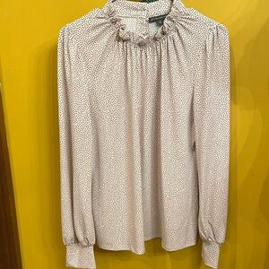 AdriannaPapell stretch pink patterned Blouse with Ruffle